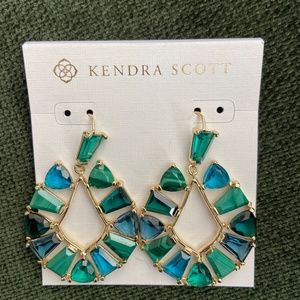 Kendra ScottBlair Gold Jewel Open Frame Earrings in Emerald